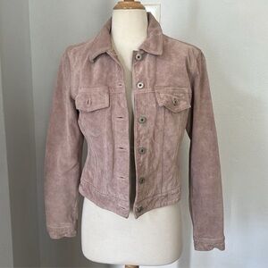 GAP Women's Vintage Y2K Suede Blush Pink Denim Jean Style Jacket